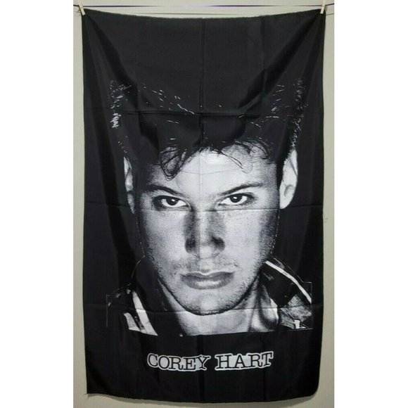 COREY HART Black and White Vintage Tapestry Flag Banner - Picture 2 of 8